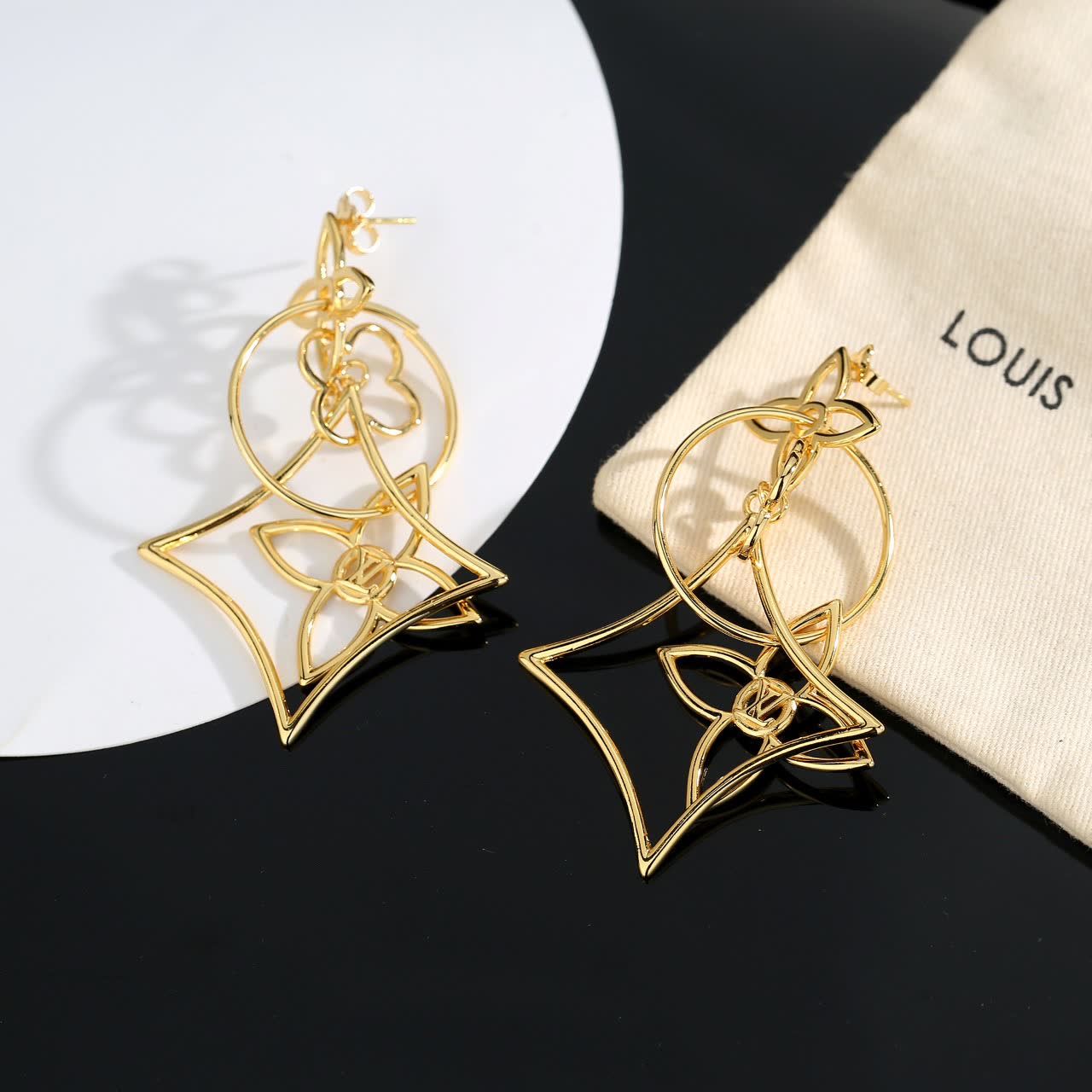 Louis Vuitton Gold Tone Earrings